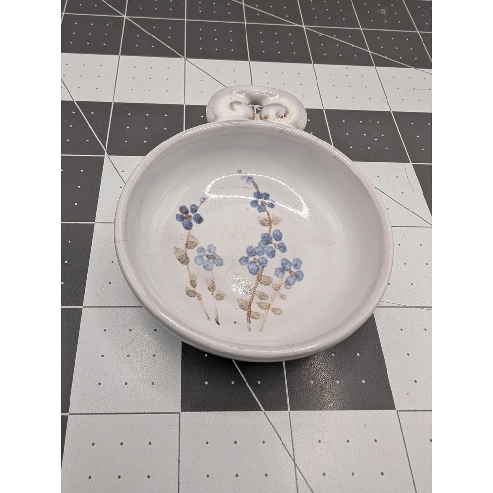 Italian Pottery Blue Floral Tea Trinket Dish Hand Painted Ceramic BA 51 Italy